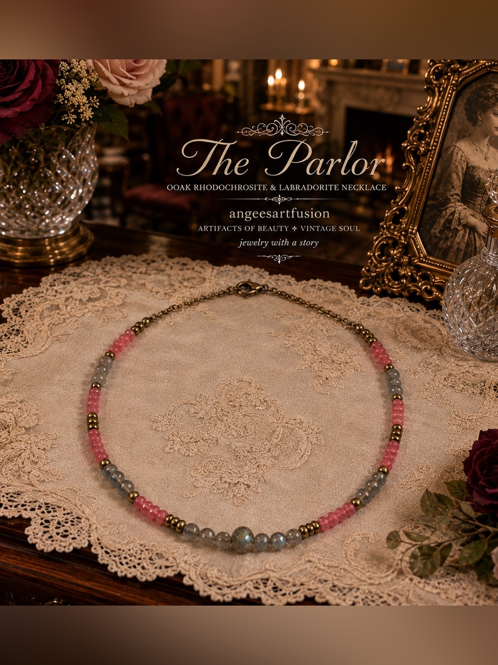 “The Parlor” Rhodochrosite & Labradorite Necklace